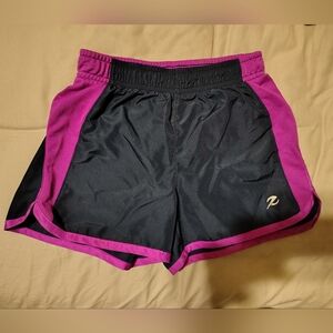 Energie Black and Purple Athletic Shorts
